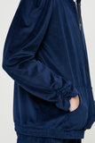 G10000 Navy Girls Velour Zip Up Hoodie Detail