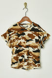 Camo Ruffle Sleeve T-Shirt