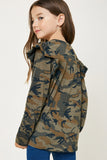 G10008-CAMO Camo Ruffle Long Sleeve Top Back