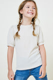 Ribbed Puff Sleeve T-Shirt