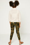 G11006 Girls Camo Lace Cutout Leggings Back