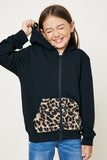 G11037-BLACK Leopard Hoodie Front