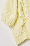 G11073-LEMON Ruffle Smock Waist Lace Top Alternate Angle