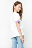 G2028 OFF WHITE Girls Plaid Trimmed T-Shirt- Back