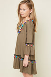 G2035 ARMY Decorative Pom Pom Tunic Side