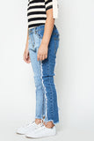 G2067-DENIM Two Tone Frayed Jeans Alternate Angle