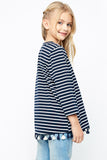 G2137 NAVY Tassel Striped Top Back