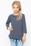 G2137 NAVY Tassel Striped Top Alternate Angle