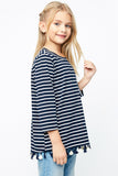 G2137 NAVY Tassel Striped Top Alternate Angle