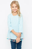 G2137 NAVY Tassel Striped Top Front