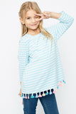 G2137 NAVY Tassel Striped Top Pose