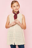 G3231 NATURAL Sleeveless Button-Up Dress Alternate Angle