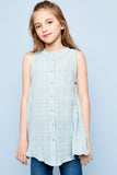 G3231 SAGE-Sleeveless Button-Up Dress Front