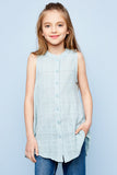 G3231 SAGE Sleeveless Button-Up Dress Back