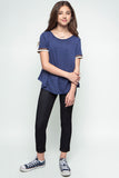 G3259 Black Relaxed Stretchy Denim Leggings Full Body 2