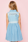 G3277 LT DENIM Polka Dot Denim Dress Front