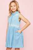 G3277 LT DENIM Polka Dot Denim Dress Alternate Front