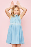 G3277 LT DENIM Polka Dot Denim Dress Alternate Back