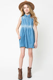 G3277 MID DENIM Polka Dot Denim Dress Side