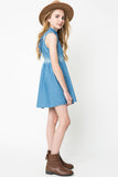 G3277 MID DENIM Polka Dot Denim Dress Back