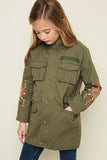 G3311 OLIVE Embroidered Cargo Jacket Alternate Angle