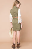 G3339 OLIVE Military Cargo Vest Back