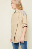 G3404 BEIGE Moto Trench Coat Alternate Angle