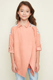 G3404 PEACH Moto Trench Coat Front