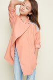 G3404 PEACH Moto Trench Coat Alternate Angle