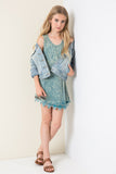 G3435 Forest Girls Acid Wash Tank Dress Full Body