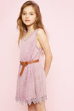 G3435 Lilac Girls Acid Wash Tank Dress Side