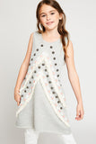 G3453 Heather Grey Embellished Knit Tank Front