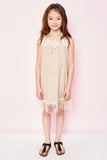 G3458 Latte Girls Bib Lace Tank Dress Full Body