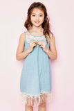 G3458 Seafoam Girls Bib Lace Tank Dress Alternate Front