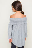 G3497 Grey Girls Off The Shoulder High Low Hemline Tunic Back