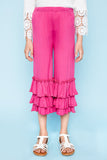 G3524 BUBBLEGUM Ruffled Capri Pant Front