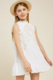 G3534-OFF WHITE Sleeveless Mini Lace Tunic Front