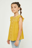 G3577 HONEY Crochet Flutter Sleeve Top Back