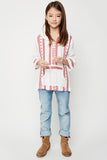 G3691 Off White Embroidered Hooded Pull Over Full Body