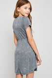 G3773 Charcoal Vintage Washed Embroidered Dress Back