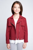 G3782 BURGUNDY Moto Jacket Front