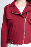 G3782 BURGUNDY Moto Jacket Front Detail