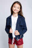 G3782 NAVY Moto Jacket Front