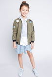 G3793 ARMY Patchwork Bomber Jacket Alternate Angle