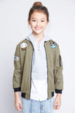 G3793 ARMY Patchwork Bomber Jacket Alternate Angle