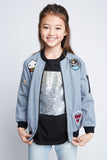 G3793 SLATE Patchwork Bomber Jacket Front