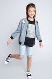 G3793 SLATE Patchwork Bomber Jacket Full Body