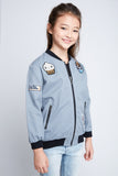 G3793 SLATE Patchwork Bomber Jacket Alternate Angle