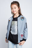 G3793 SLATE Patchwork Bomber Jacket Alternate Angle