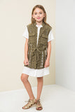 G3810 Army Sleeveless Lace Vest Full Body